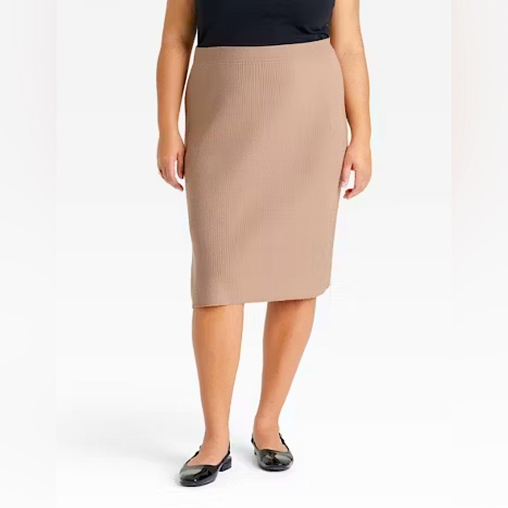 💃 Ava & Viv Tan Sweater Pencil Skirt, Size XXL - NWT